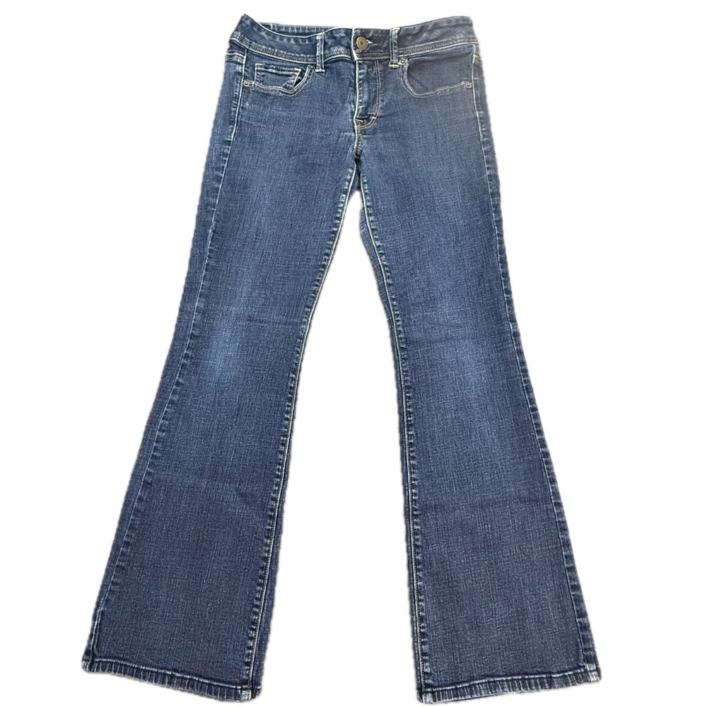 American Eagle Original Boot Jeans Womens 12 Blue Super Stretch Dark Wash Denim
